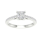 White gold ring with princess cut shaped center stone