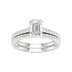 Conjunto nupcial de diamantes cultivados en laboratorio de 14 quilates y 1,50 quilates con certificación