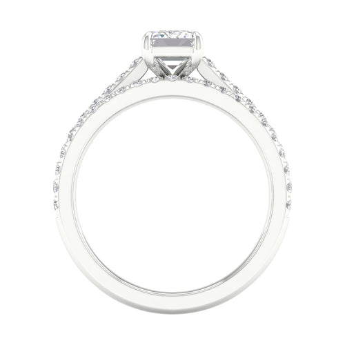 Conjunto nupcial de diamantes cultivados en laboratorio de 14 quilates y 1,50 quilates con certificación