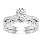 14K 1.40ct Oval Lab Diamond Bridal Set