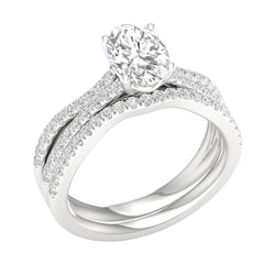 14K 1.40ct Oval Lab Diamond Bridal Set