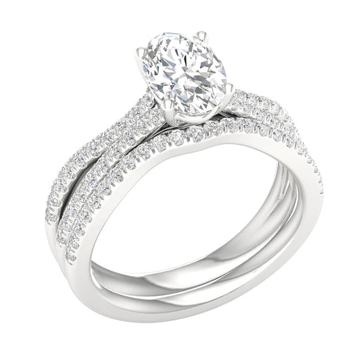 14K 1.40ct Oval Lab Diamond Bridal Set