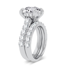 14K 5.00ct Round Lab Diamond Bridal Set