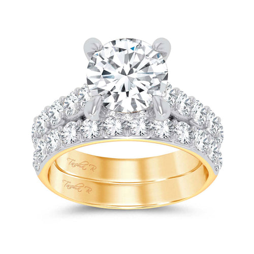 14K 5.00ct Round Lab Diamond Bridal Set