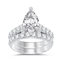 14K 5.00ct Pear Lab Diamond Bridal Set