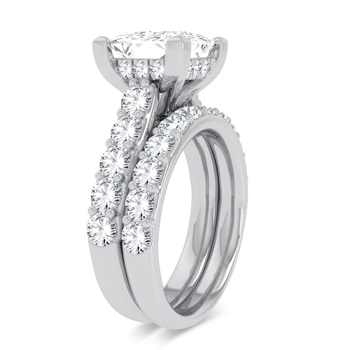 14K 5.00ct Princess Lab Diamond Bridal Set