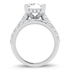 Juego de novia de diamantes princesa cultivados en laboratorio de 14 quilates y 5,00 ct (3,00 crt) certificados