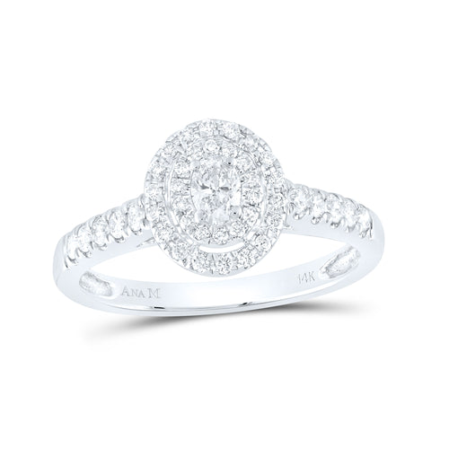 Anillo nupcial con halo de diamantes ovalados de 14 quilates y 0,50 ct (0,17 ct)
