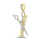10K Scissor & Comb Diamond Pendant