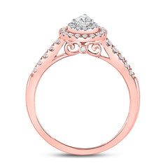 Anillo de diamantes en forma de pera de dos tonos y oro de 14 quilates