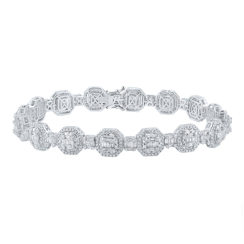 14K Baguette Diamond Fancy Link Bracelet