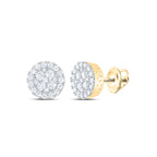 10K yellow gold round cluster diamond stud earrings