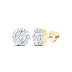 10K yellow gold round cluster diamond stud earrings