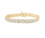 Pulsera de eslabones con diamantes de talla baguette de 14 quilates