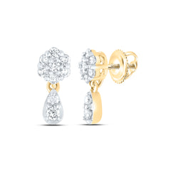 Pendientes colgantes con diamantes en racimo de 10 quilates