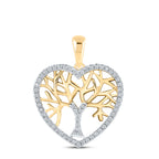 Colgante de corazón con árbol de la vida y diamantes de 10 quilates