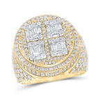 Anillo circular de diamantes de talla baguette de 10 quilates