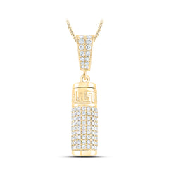 yellow gold diamond urn pendant with intricate Greek-inspired design and a diamond bail