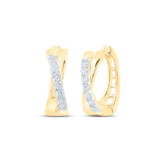 Aros de diamantes en forma de cruz mini de 10 quilates