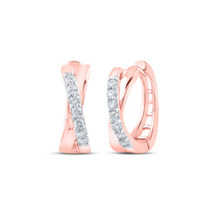 Aros de diamantes en forma de cruz mini de 10 quilates