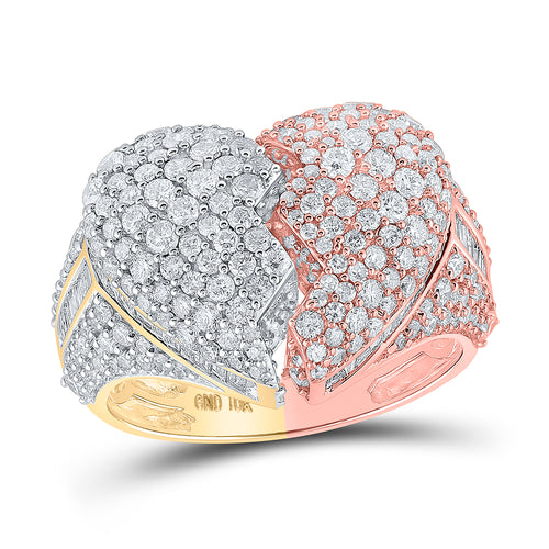 Anillo de corazón roto tricolor de 10 quilates