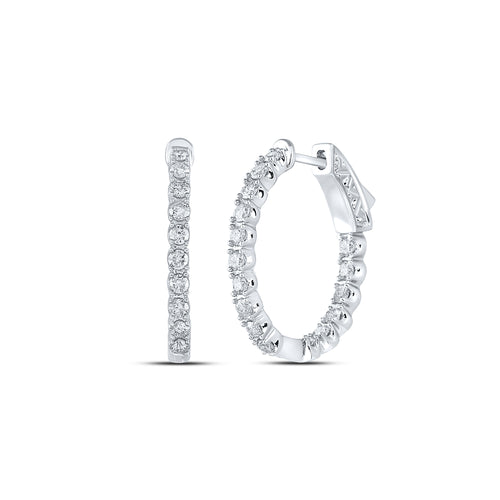 14K Inside-Out Diamond Hoop Earrings