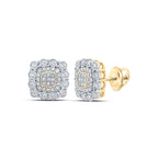 10K yellow gold square cluster diamond earrings
