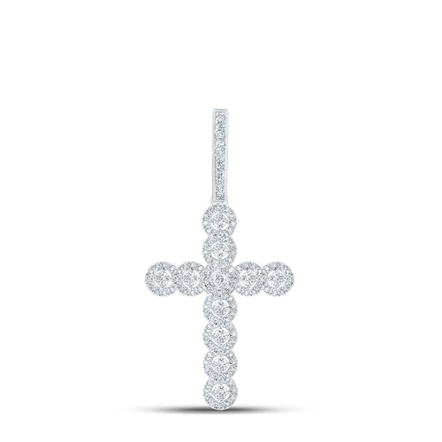 Colgante de cruz con racimo de diamantes de 10 quilates