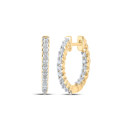 Aros con diamantes de 14 quilates de adentro hacia afuera