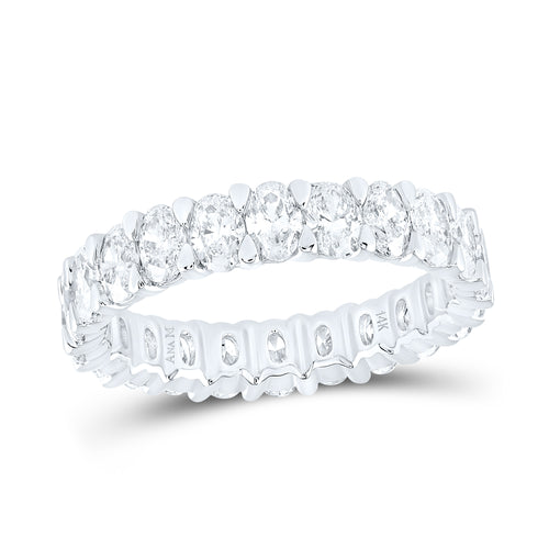 Eternity band featuring oval cut diamonds set all the way around the band, creating a continuous sparkle and timeless elegance