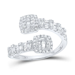 white gold cuff diamond ring featuring square diamond clusters on both ends, creating a sleek and elegant design