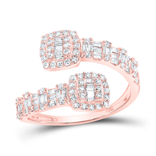rose gold cuff diamond ring featuring square diamond clusters on both ends, creating a sleek and elegant design