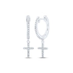 Pendientes colgantes con forma de cruz de diamantes de 10 quilates