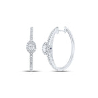 Aros con racimo ovalado de diamantes de 14 quilates