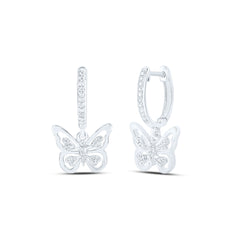 Pendientes colgantes de mariposa con diamantes de 10 quilates