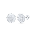 14K white gold flower shaped earrings