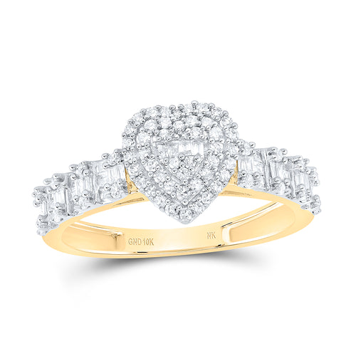 yellow gold heart shaped ring with diamonds