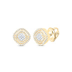 10K yellow gold fancy shaped diamond cluster earrings