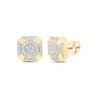 10K yellow gold square cluster diamond earrings
