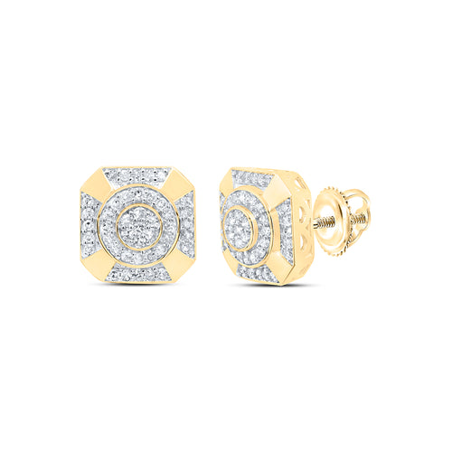 10K yellow gold square cluster diamond earrings