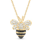 Colgante de abeja de miel negra con diamantes de 10 quilates