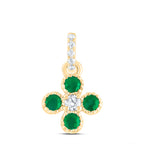 Colgante de trébol con diamantes de 14 quilates y esmeralda natural