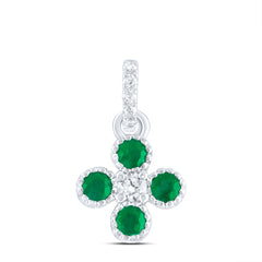 Colgante de trébol con diamantes de 14 quilates y esmeralda natural