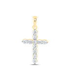 Diamond one-row cross pendant, showcasing a sleek, elegant design with a single row of sparkling diamonds