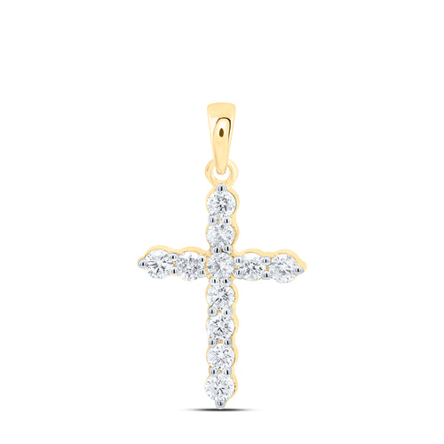 Diamond one-row cross pendant, showcasing a sleek, elegant design with a single row of sparkling diamonds