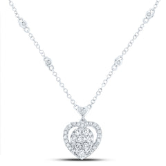 14K Diamond Heart Cluster Necklace