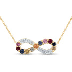 10K Diamond & Natural Multi-Color Sapphire Infinity Pendant
