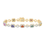 14K Diamond & Natural Multi-Color Sapphire Gemstone Bracelet