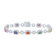 14K Diamond & Natural Multi-Color Sapphire Gemstone Bracelet