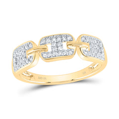 yellow gold diamond band featuring a link design, with each link adorned in sparkling diamonds for a chic and luxurious look
